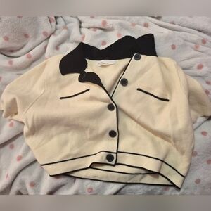 dual tone button up crop top